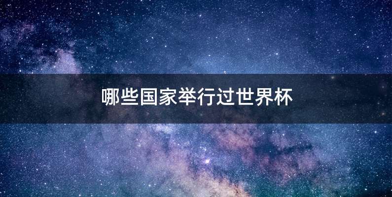 哪些国家举行过世界杯