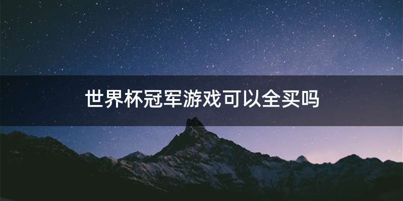 世界杯冠军游戏可以全买吗