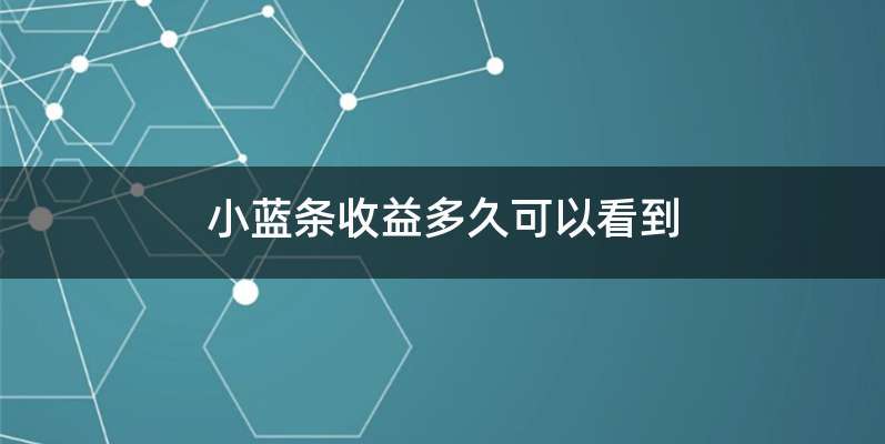 小蓝条收益多久可以看到
