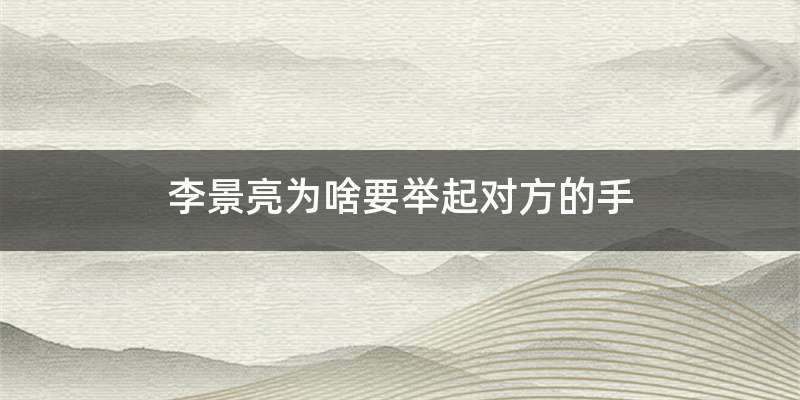 李景亮为啥要举起对方的手