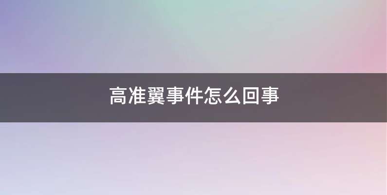 高准翼事件怎么回事