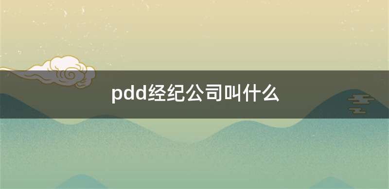 pdd经纪公司叫什么