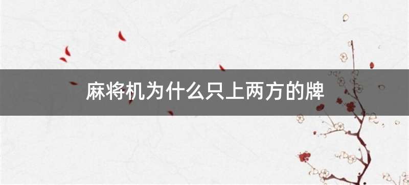 麻将机为什么只上两方的牌