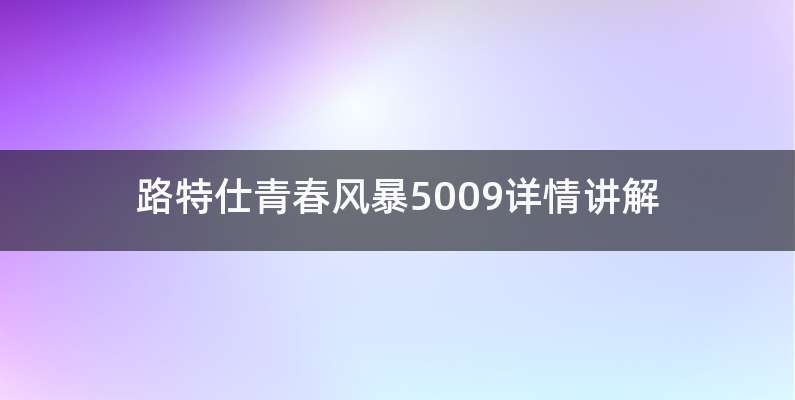 路特仕青春风暴5009详情讲解