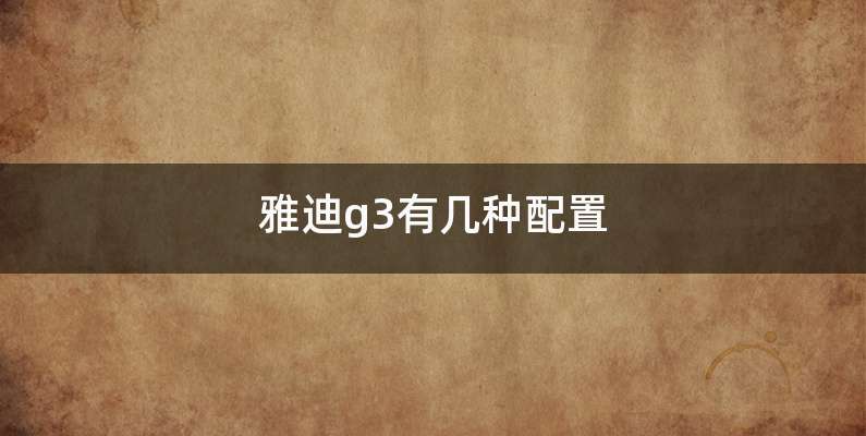 雅迪g3有几种配置