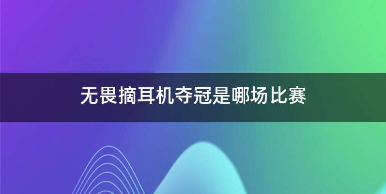 无畏摘耳机夺冠是哪场比赛