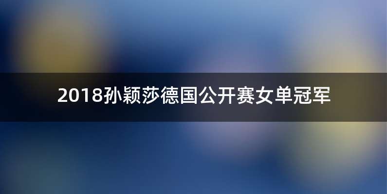 2018孙颖莎德国公开赛女单冠军