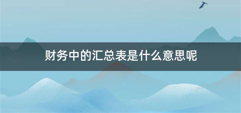 财务中的汇总表是什么意思呢