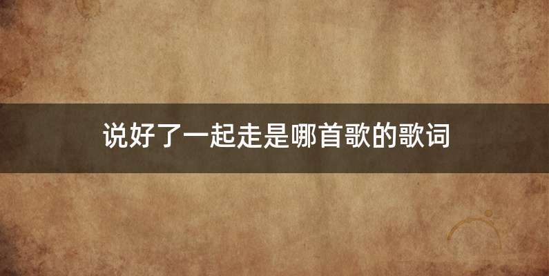 说好了一起走是哪首歌的歌词