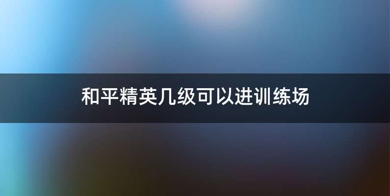 和平精英几级可以进训练场