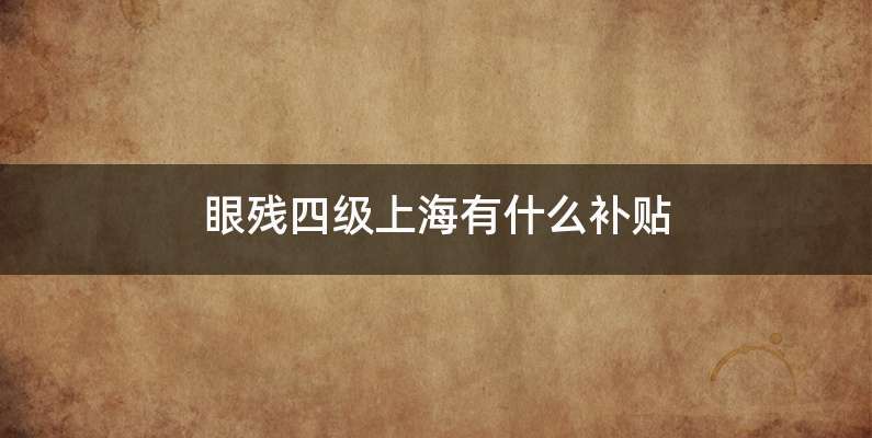 眼残四级上海有什么补贴