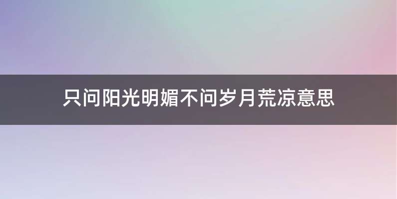 只问阳光明媚不问岁月荒凉意思