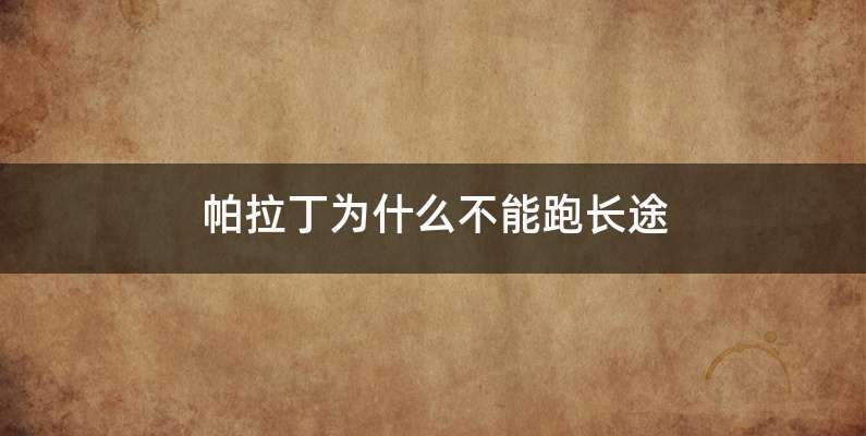 帕拉丁为什么不能跑长途