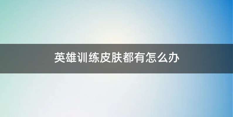 英雄训练皮肤都有怎么办