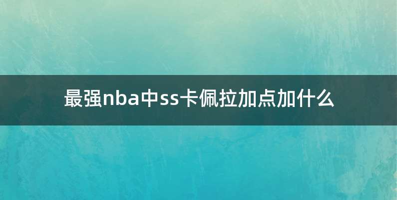最强nba中ss卡佩拉加点加什么