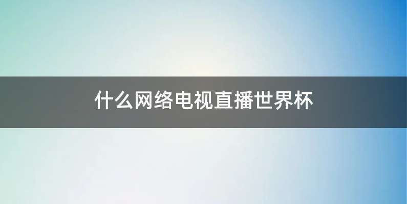 什么网络电视直播世界杯
