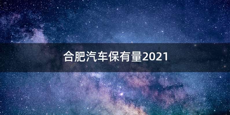 合肥汽车保有量2021