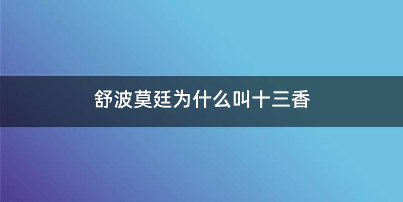舒波莫廷为什么叫十三香