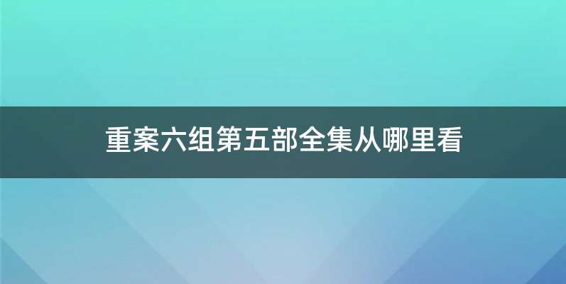 重案六组第五部全集从哪里看