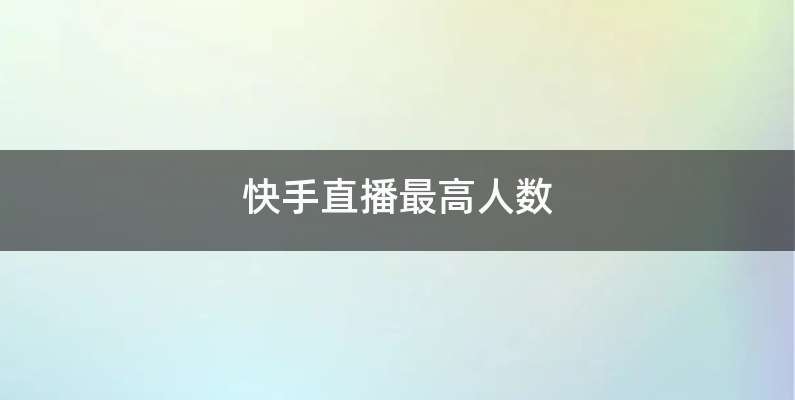 快手直播最高人数