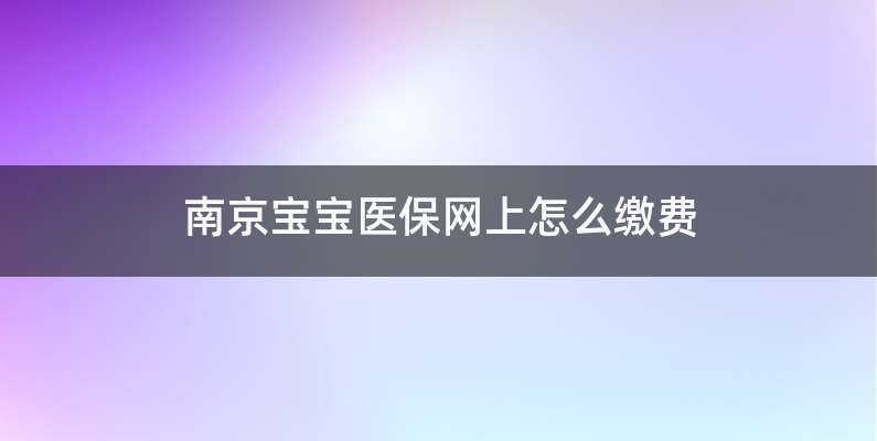 南京宝宝医保网上怎么缴费
