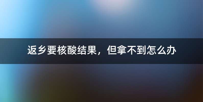 返乡要核酸结果，但拿不到怎么办