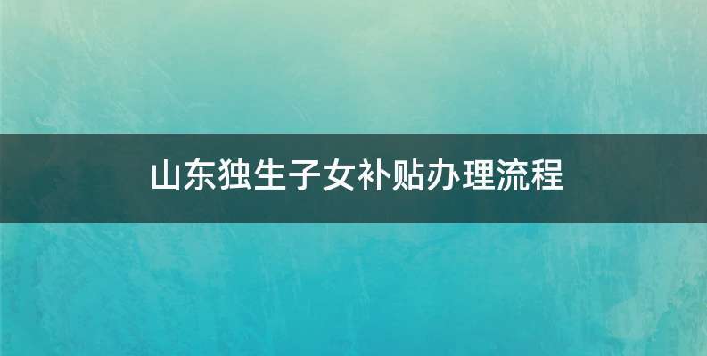 山东独生子女补贴办理流程