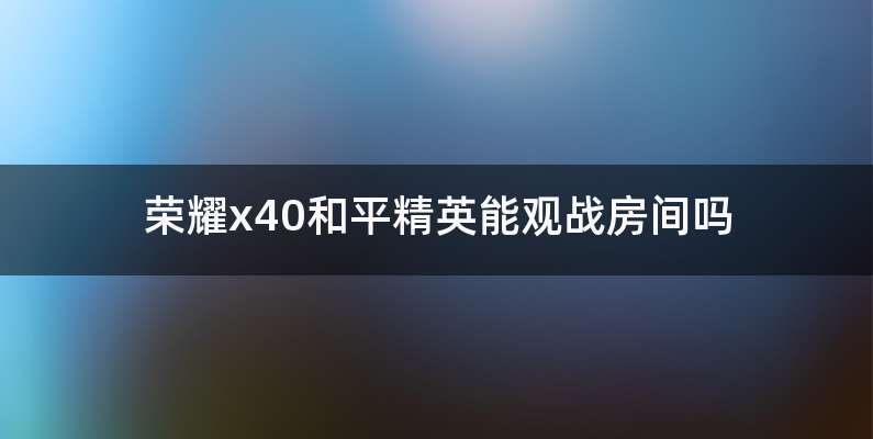 荣耀x40和平精英能观战房间吗