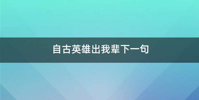 自古英雄出我辈下一句