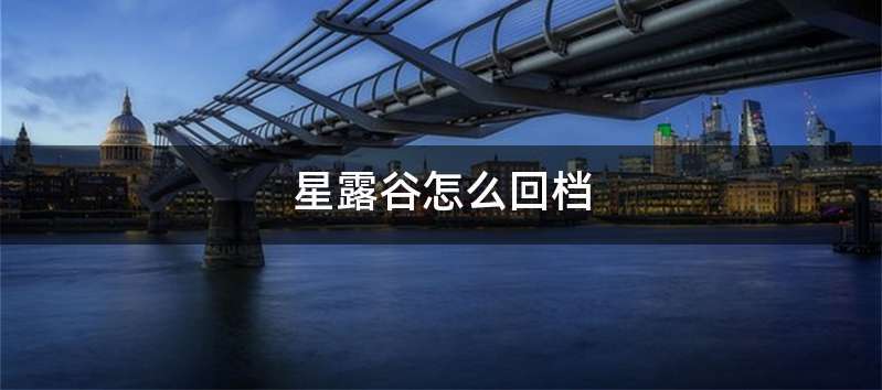 星露谷怎么回档