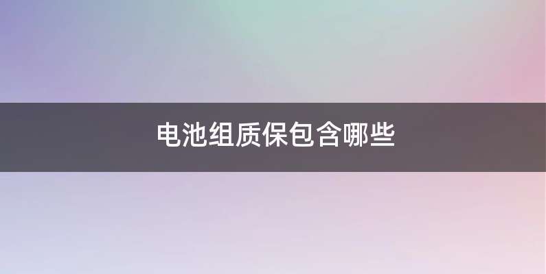 电池组质保包含哪些