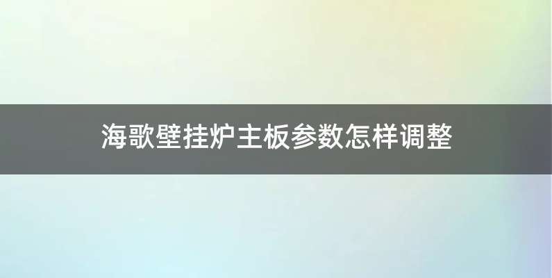 海歌壁挂炉主板参数怎样调整