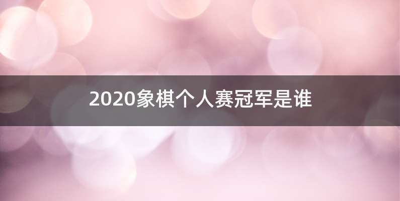 2020象棋个人赛冠军是谁