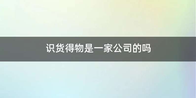 识货得物是一家公司的吗