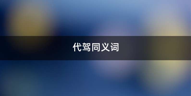 代驾同义词