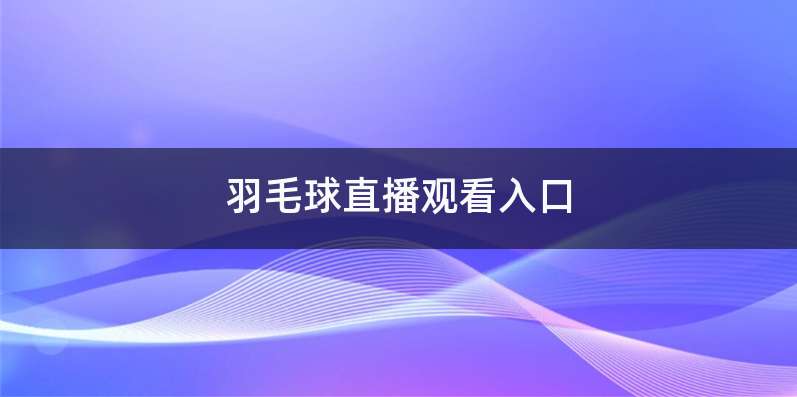 羽毛球直播观看入口