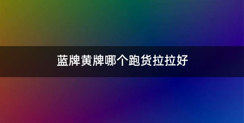 蓝牌黄牌哪个跑货拉拉好