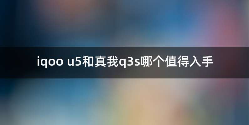 iqoo u5和真我q3s哪个值得入手