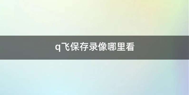 q飞保存录像哪里看