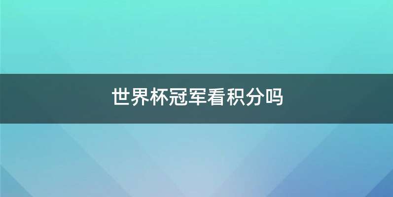 世界杯冠军看积分吗