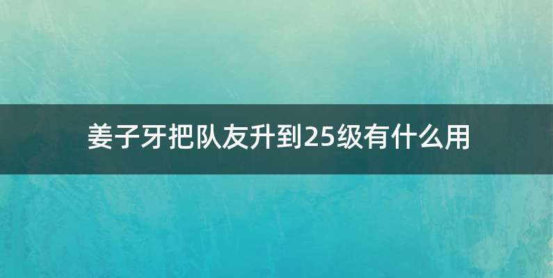 姜子牙把队友升到25级有什么用