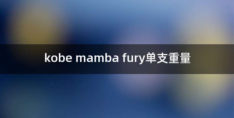 kobe mamba fury单支重量