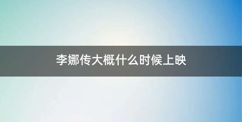李娜传大概什么时候上映