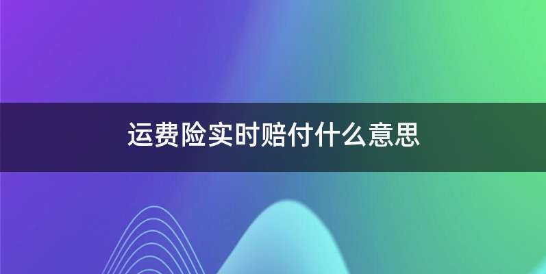 运费险实时赔付什么意思
