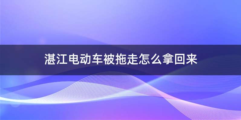 湛江电动车被拖走怎么拿回来