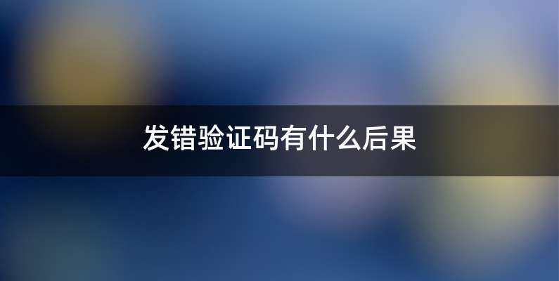 发错验证码有什么后果