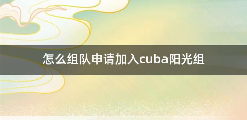 怎么组队申请加入cuba阳光组