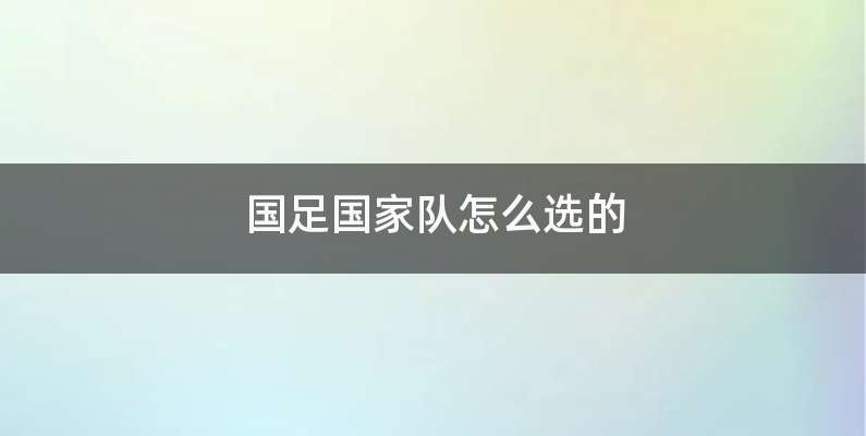国足国家队怎么选的