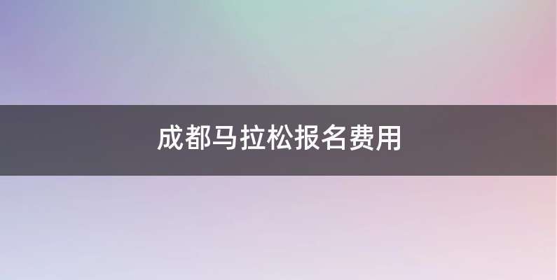 成都马拉松报名费用