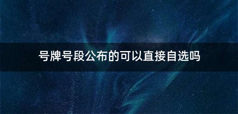号牌号段公布的可以直接自选吗